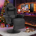 Massage Gaming Recliner Chair with Cup Holder & Side Pockets – Ergonomic PU Leather Video Gaming Chair with Footrest, Manual Recline, Headrest & Lumbar Support for Office or Game Room (Black) by CALIVIA