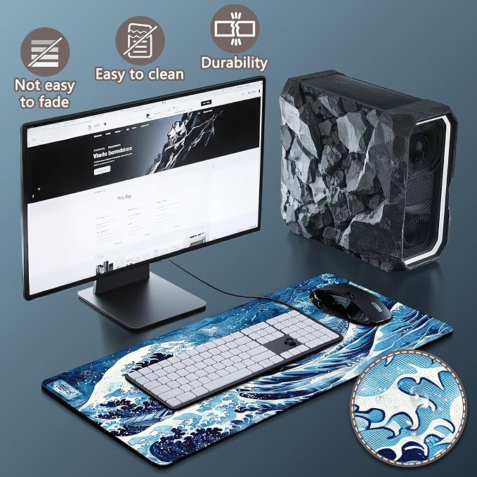 Mouse Pad Gaming - Desk Mat for Keyboard and Mouse - Large Mouse Pads for Desk, Gaming Mousepad with Non-Slip Base, Desks Pad (31.5" X 11.8") for Game, Office and Home - Image 4