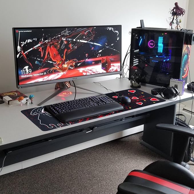 Large Gaming Mouse Pad 31.5 x 11.8in Desk Mat for Office Mousepad Anti-Skid Rubber Base Soft Comfortable and Durable Desk Pad (Black) - Image 4