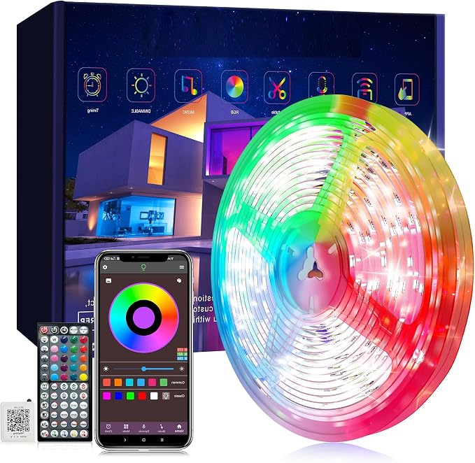 Ledagic Led Lights 65.6 ft (1 Roll), RGB Led Lights for Bedroom by Ledagic