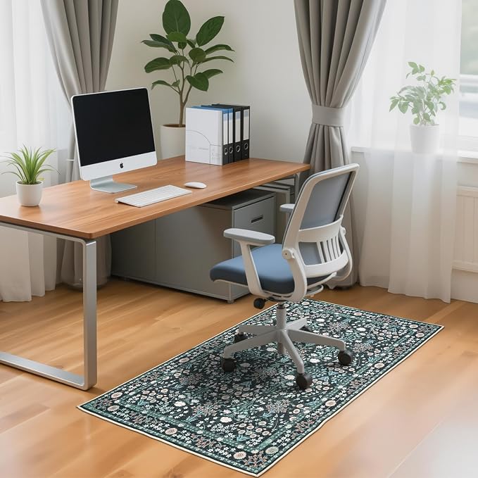 Office Chair Mat for Hardwood Tile Floor, 36"x48"Anti-Slip Under Desk Carpet Protector for Rolling Computer Chair Mat, Machine Washable Office Area Carpet (Chenille,Vibrant Green) - Image 8