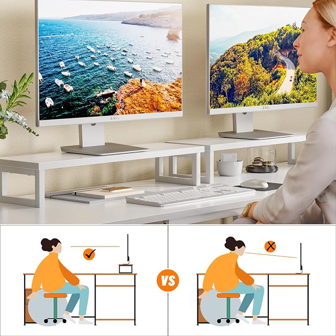 Furologee White 59” L Shaped Desk with Power Outlet, Reversible Computer Desk with File Drawer & 2 Monitor Stands, Corner Home Office Table with Storage Shelves for Gaming Writing - Image 8