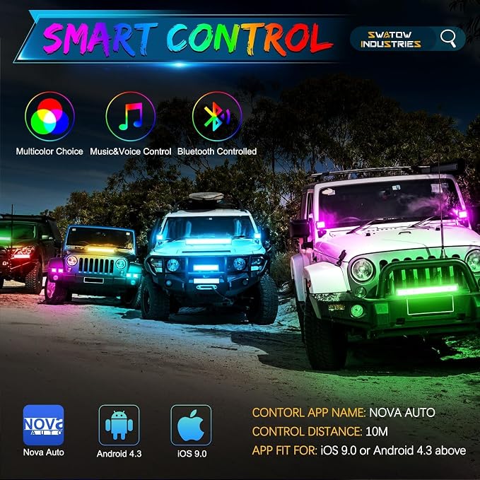 20 Inch Light Bar RGB Color Chasing LED Light Pods RGBW Multicolor Light Bar 20" RGB Offroad Lights for Wrangler F150 Toyota Chevy Ram Truck Pickup SUV UTV ATV - Image 3