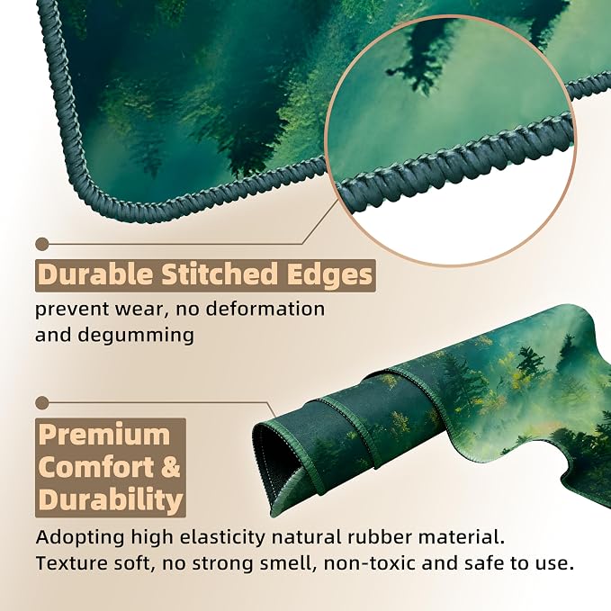 Galdas Mouse Pad,Office Desk Mat Large Gaming Keyboard Pad Durable Stitched Edges Washable Smooth Surface Control & Accuracy Extended Computer Mouse Mat (31.5X11.8In)-Green Forest… | Extended Computer Mouse Mat, 31.5X11.8In,Keyboard Pad,Durable Stitche... - Image 9