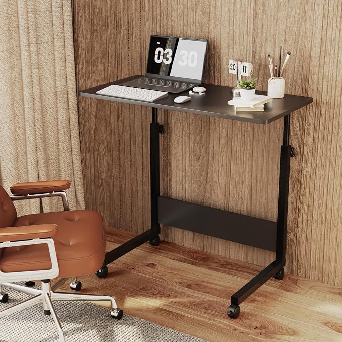 FCH Portable Computer Workstation, Standing Desk Adjustable Height, Small Computer Desk w/Rolling, Sit Stand Laptop Desk TV Tray for Bed Sofa Hospital Reading Eating,Black, 31.5" - Image 2