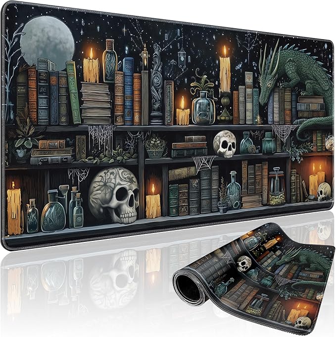 Mystical Gothic Library Large Gaming Mouse Pad Desk Mat 31.5x15.7 | Extended Mousepad, Non-Slip Rubber Base , Stitched Edges, for Computer/Laptop/Office/Home by Mcapirivo