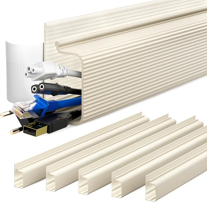 YECAYE Cable Management Under Desk, 94.2 in, Cable Raceway, Beige by Yecaye