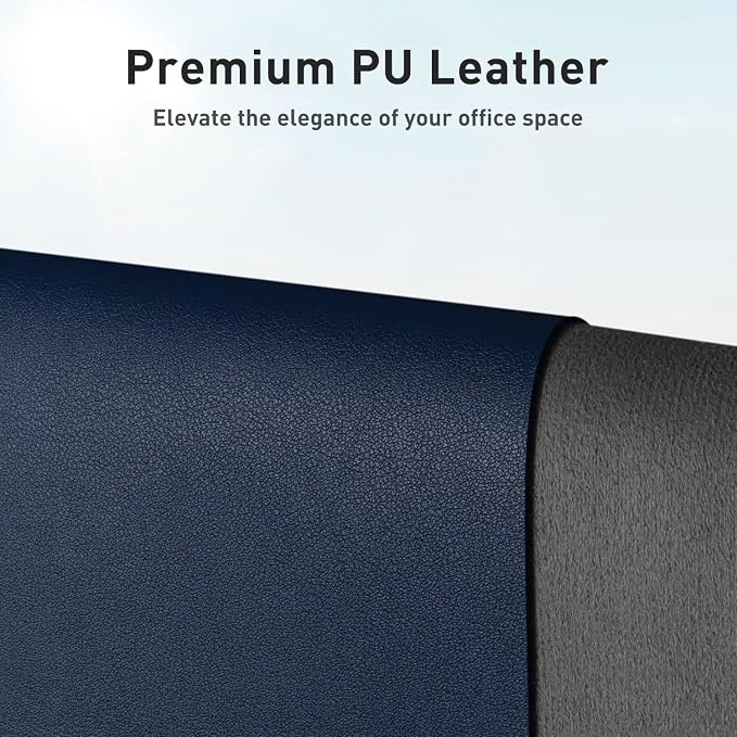 Aothia Leather Desk Pad Protector, Mouse Pad,Office Desk Mat, Non-Slip PU Leather Desk Blotter, Laptop Desk Pad, Waterproof Desk Writing Pad for Office and Home (Dark Blue,36" x 17") (Pack of 2) - Image 2