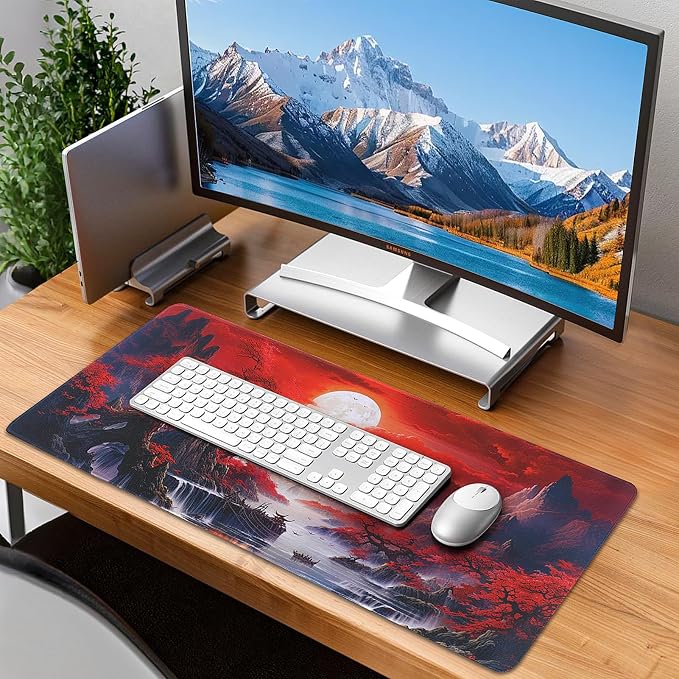 Mouse Pad Gaming - Desk Mat for Keyboard and Mouse - Japanese Red Cherry Blossoms Large Mouse Pads for Desk, Anime Gaming Mousepad (31.5" X 11.8") with Non-Slip Base for Game, Office and Home - Image 7