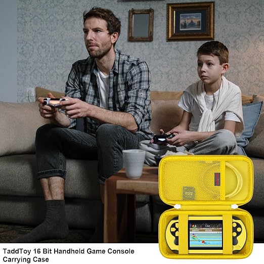 Elonbo Carrying Case for TaddToy/WELLST·G/Beijue/FAMILY POCKET/CCTU/X- JOYKIDS/GREENCREEK/Beico/KAVOYI/GuaiyeyeAP/TEBIYOU Handheld Game Console, Portable Electronic Gaming Player Bag, Yellow - Image 7