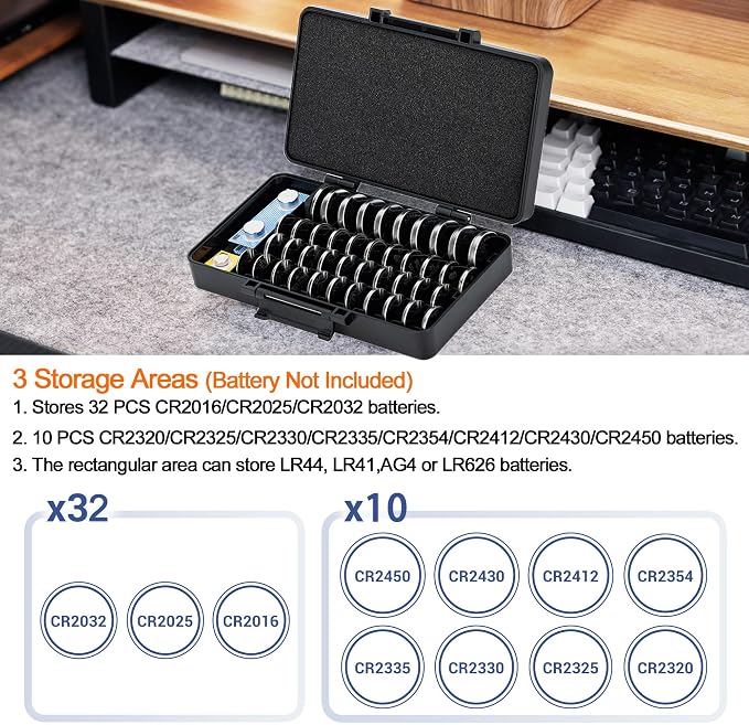 KIWIFOTOS 42 Slots Coin Cell Battery Case for CR2032 CR2025 LR44 - Image 3