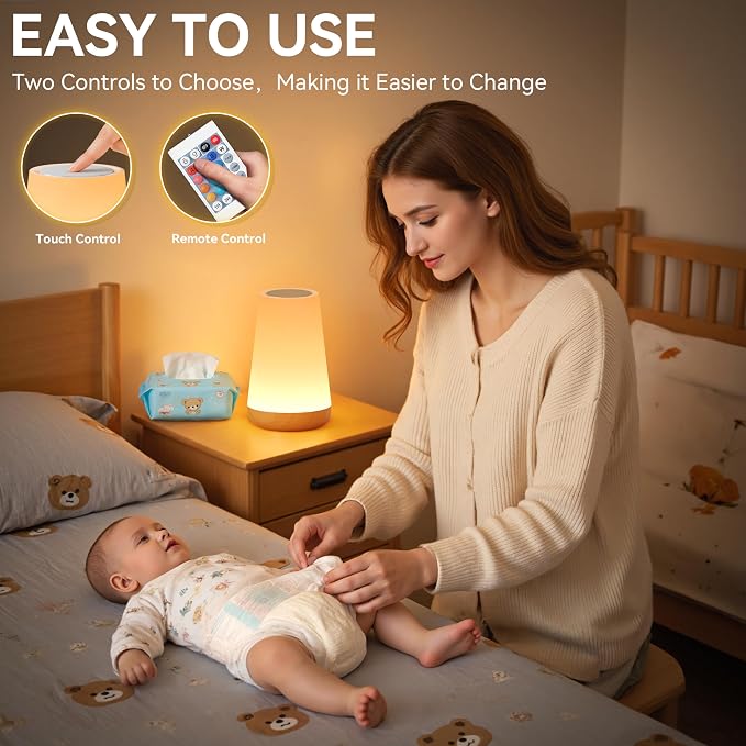 Auxmir Rechargeable Night Light, Remote Control Lamp, Light Brown-2 Pack - Image 6