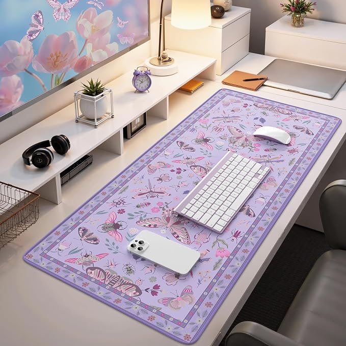 iCasso Purple Large Mouse Pad, Desk Matt for Desktop | XXL Desk Mat for Keyboard and Mouse, Anti-Slip Big Mousepad Computer Mat with Stitched Edges - Image 6