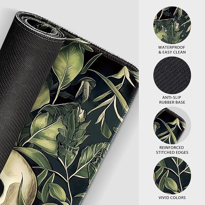 Gothic Dark Botanical Large Gaming Mouse Pad Desk Mat 31.5"x15.7" | Extended Mousepad, Non-Slip Rubber Base , Stitched Edges, for Computer/Laptop/Office/Home - Image 6