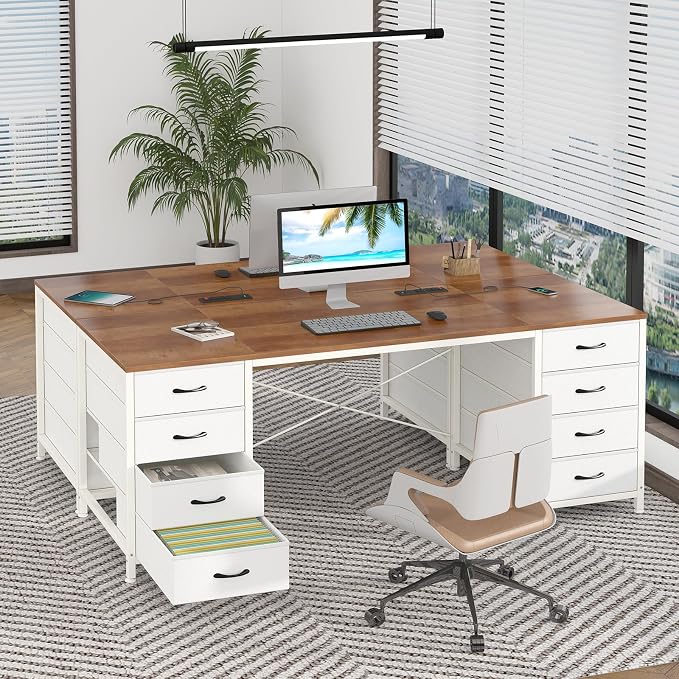60 Inch Computer Desk with 8 Drawers for Home Office, Bedroom, Living Room - Image 8
