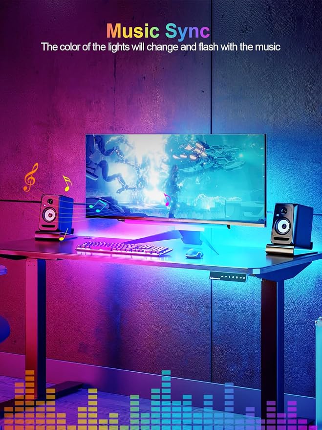 KANTUTOE Under Monitor Light Bar, App and Remote Control Gaming Ambient Lights,Music Sync Color Changing, 16 Million Colors, Timing, USB Powered RGB Light Bar for Monitor/TV/PC Back (2pcs) - Image 4