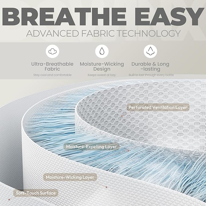 Dowinx Gaming Chair Fabric with Pocket Spring Cushion, Massage Game Chair Cloth with Headrest, Ergonomic Computer Chair with Footrest 290LBS, Black White - Image 7
