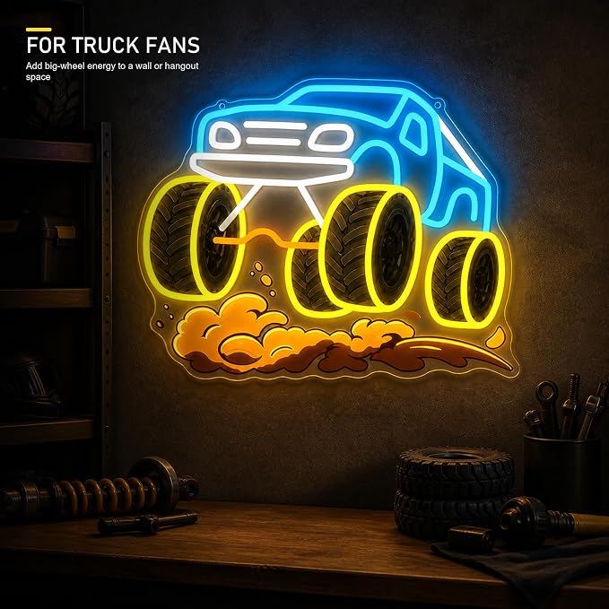 CULOIS Monster Truck Neon Sign for Boys Room, Dimmable LED Car Neon Light - Image 7