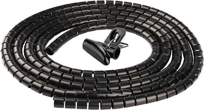 Cable Sleeve Organizer 10FT Coiled Tube Sleeve Cable Management Sleeve for Home Office PC TV Black by chengsi