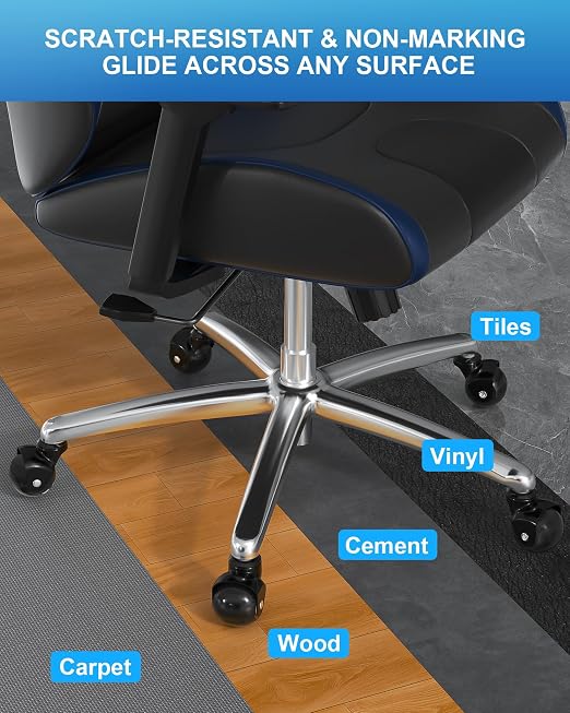RidRed Office Chair Wheels Replacement Heavy Duty 2 Inch Roller Blade Wheels for Carpet Hardwood Floors,Support 2000 LB, Rubber Rollerblade Desk Chair Casters, Standard Stem Universal Fit, Set of 5 - Image 7