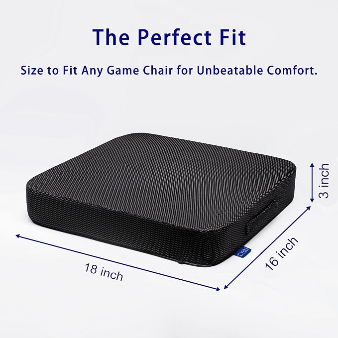 Ifoam Gel Infused Memory Foam Layer Wheelchair Cushion - Seat Cushion for Wheelchair-OfficeChair, Kitchen Chair-Pressure Sore and Tailbone Pain Relief-High Dense Polyfoam Base (Black,18x16x3 inch) - Image 2