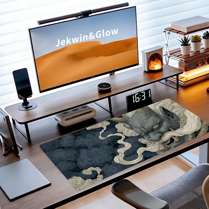 Japanese Gaming Mouse Pad, Large Mousepad XL Extended Demon Desk Mat with Non-Slip Rubber Base, Laptop Big Desk Pad, Computer Keyboard Mat for Gamers, Office&Home, 31.5x11.8in - Image 3