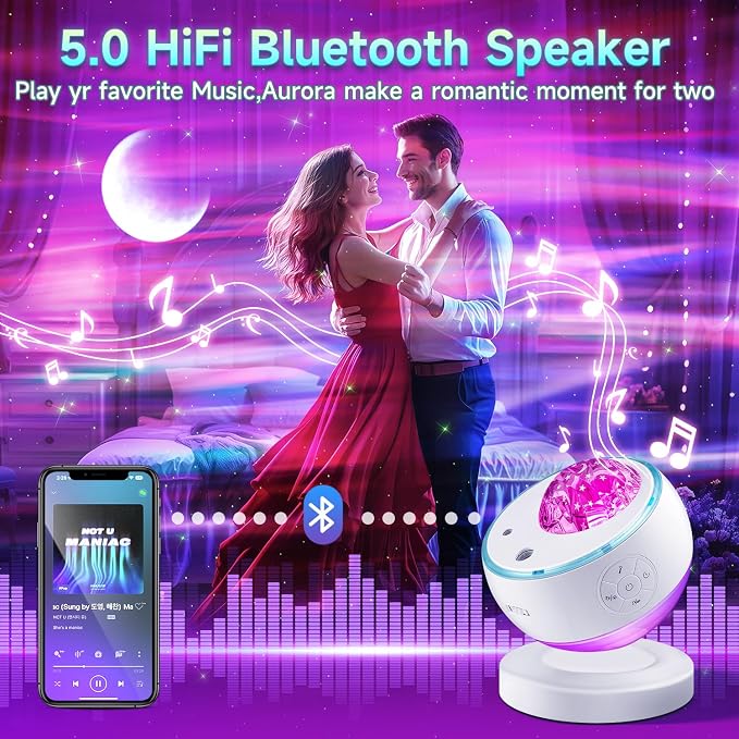 Iceberg Northern Lights Projector, White Galaxy Projector with Bluetooth - Image 6