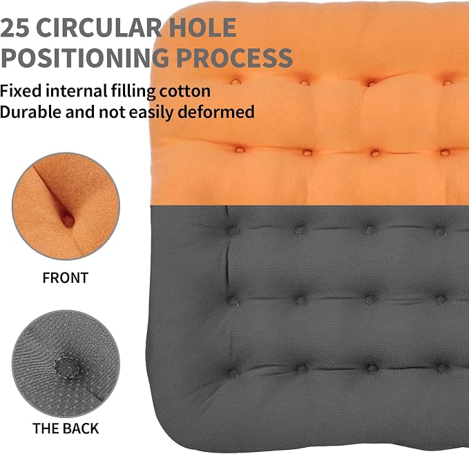 BUYUE Good Support Office Chair Cushion Padded, Soft Velvet Comfortable Non-Slip Seat Cushion for Computer Desk Kitchen Chair (1 Count, Orange) - Image 3