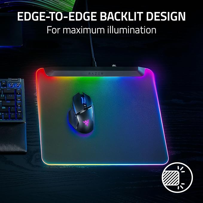 Razer Firefly V2 Pro Fully Illuminated RGB Gaming Mouse Mat: Backlit Design - 15 Zone Chroma Lighting - USB 2.0 Port - Detachable USB Type C Cable - Micro Textured Surface - Anti Slip Base - Image 2