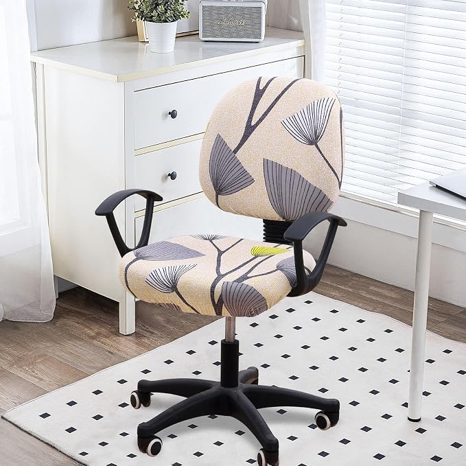 Smiry Stretch Printed Office Computer Desk Chair Covers for Seat & Backrest | Stretch Fit, Soft Fabric Universal Washable Removable, Anti-Dust Rotating Chair Slipcovers Protector - Image 2