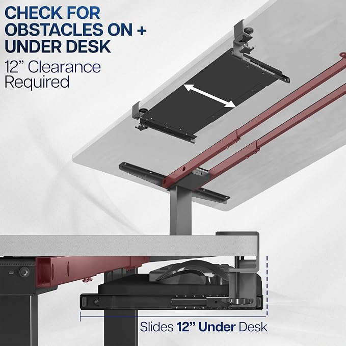 VIVO Small Keyboard Tray, Under Desk Pull Out with Extra Sturdy C Clamp Mount System, 20 (26 Including Clamps) x 11 inch Slide-Out Computer Platform Drawer, White, MOUNT-KB05ES-W - Image 8
