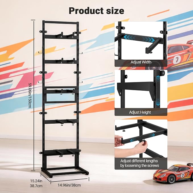 Wall Mount＆Floor RC Car Display Stand, 5 Tier Adjustable RC Car Rack - Image 3