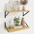Axeman 20 Inch Floating Shelves, 10 Inch Deep Oak Wall Shelves Set of 2 by Axeman