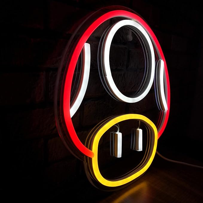 Heliwey Game LED Neon Light Sign for Game Room Decor Super Mushroom NPC Wall Decor for Bedroom, Man Cave, Party, Gaming Club Neon Wall Signs (Red) - Image 3