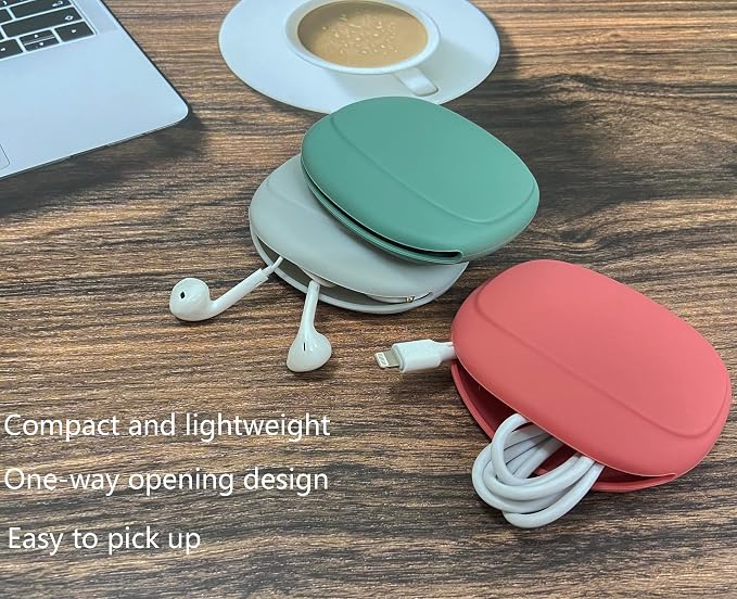 Silicone Headphone Organizer-Data Cable Storage Case-Mini Key Box-Portable Wired Headphone Organizer(Red-Grey-Green-3PCS) - Image 5