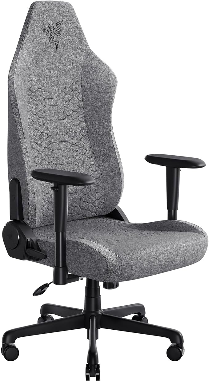 Razer Iskur V2 X Ergonomic Gaming Chair, Light Gray Edition | Built-In Lumbar Support, Wide Seat, High Density Foam Cushions, Adjustable 152 Degree Recline, 2D Armrests, Plush Fabric by Unknown