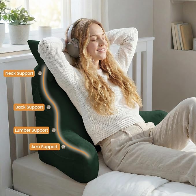 Reading Pillow for Bed,Back Pillow for Bed Sitting Up,Lumbar Support Pillow - Image 5