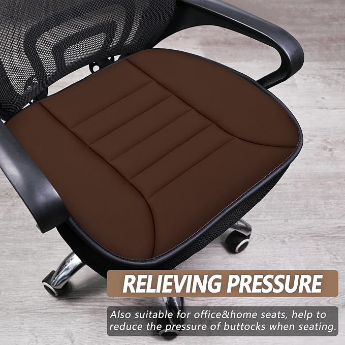 MYFAMIREA 2PCS Car Seat Cushion Pad 1.2" Thick Comfort Seat Protector for Car Driver Seat Office Chair Home Use Memory Foam Seat Cushion with Non Slip Bottom, 20'' x 18.5'', Coffee - Image 5