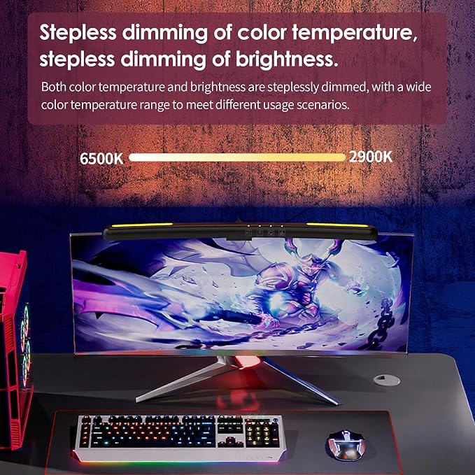 BY-J Computer Monitor Light Bar, Eye-Care USB Reading LED Task Lamp with Touch Control, Fit for Curved Monitor, No Screen Glare Dimmable Desk Lamp Computer Monitor Light Bar for Screen Home Office - Image 5