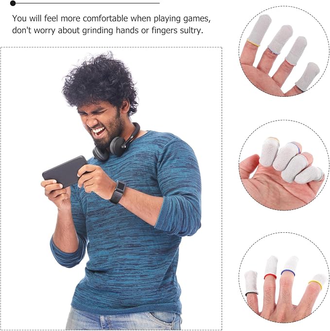 4 Pairs Sweat-Resistant Gaming Finger Sleeves for Mobile and Home Use 24-Needle Fiberglass Finger Covers for Precise Game Control Random Color - Image 9