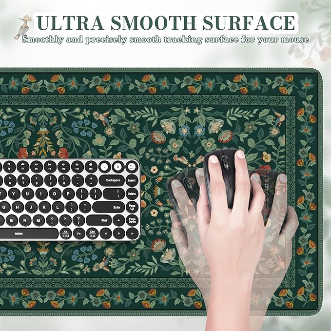 iCasso Desk Mat,Mouse Pad for Office Decor,35.4x15.7in,Deep Green | Back to School Desk Pad Mat, Anti-Slip Big Mousepad with Stitched Edges for Computer Desktop,Smooth Water-Resistant - Image 3
