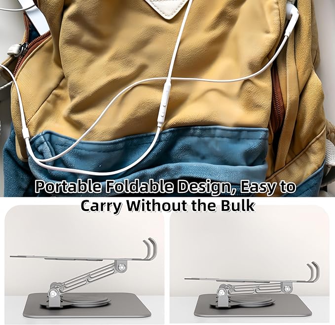 360° Rotatable & Adjustable Metal Tablet Stand for Desk, Foldable & Portable Tablet Holder, Compatible with iPad Pro/Air, iPhone & Switch, Universal Use for Office/Movie/Drawing/Gaming, White - Image 8