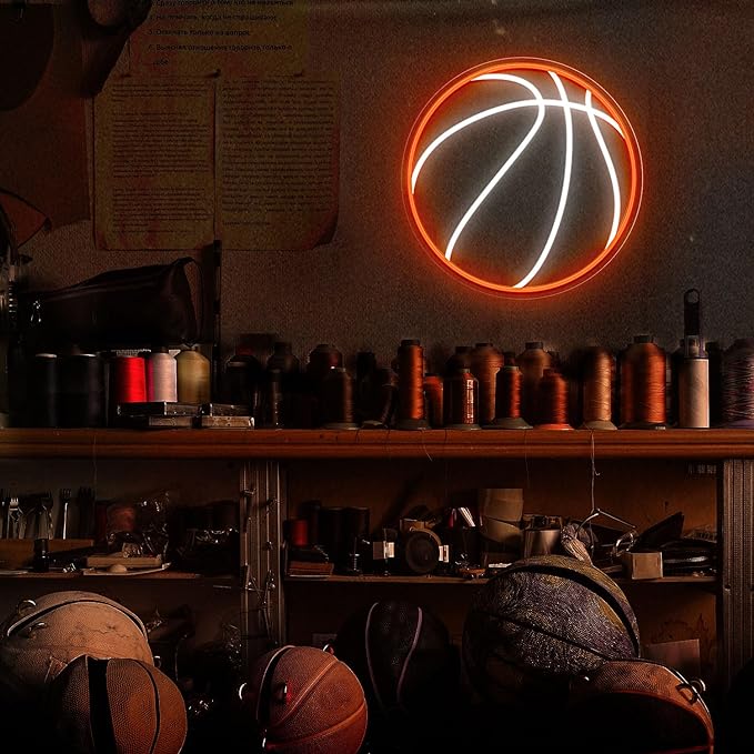Basketball Neon Sign, 12.6×12.6 Inch Basketball Led Neon Light, Dimmable LED Neon Signs for Wall Decor, Powered by USB Wall Decor Aesthetic, Sports Neon Signs for Room Bedroom Shop Decor - Image 2