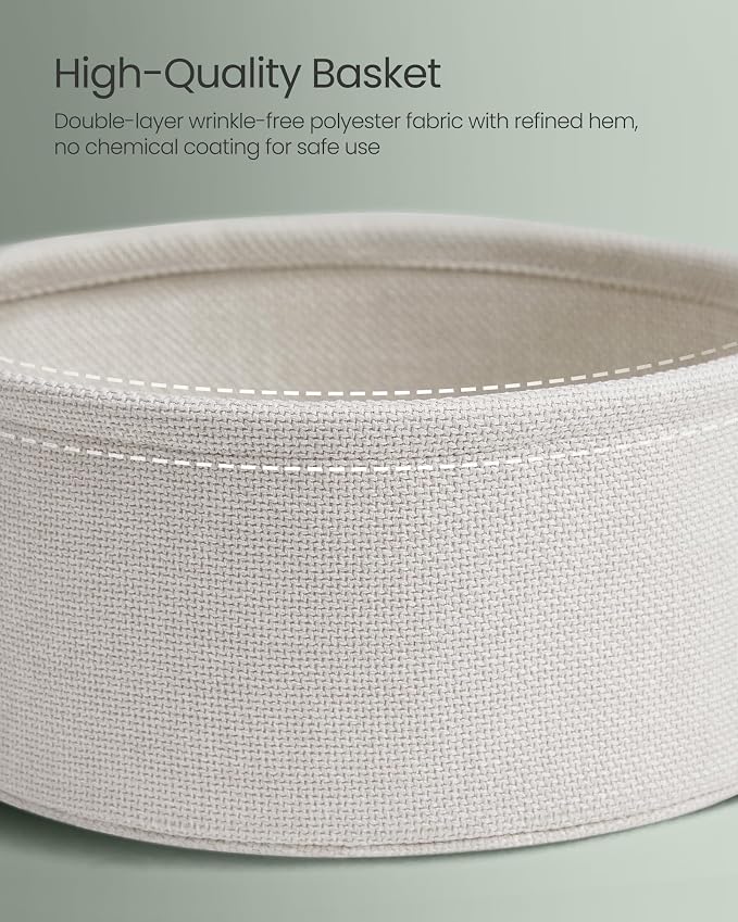VASAGLE Side Table with Charging Station,Fabric Basket, Round End Table - Image 8