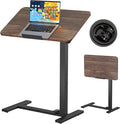 BIZUM Mobile Standing Desk Laptop Desk Pneumatic with Wheels 180° Tilt Top Hospital Bed Table Portable Rolling Cart Foldable Bedside Table for Hospital&Home Use, Walnut by Unknown