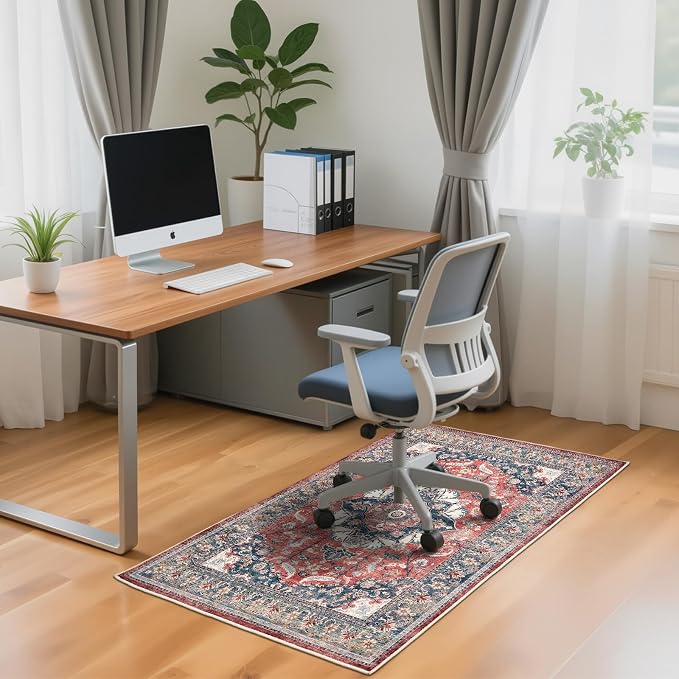 Office Chair Mat for Hardwood Tile Floor, 36"x48"Anti-Slip Under Desk Carpet Protector for Rolling Computer Chair Mat, Machine Washable Office Area Carpet (Chenille,Red) - Image 7