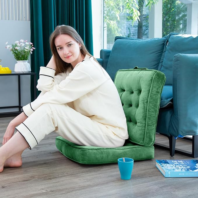 1 MIDDLE ONE Floor Pillow Set of 4, Memory Foam Meditation Cushion, Floor Cushions for Adults Sitting, Large Square Seat Cushions for Yoga, Living Room, 20x20 Inch (Green) - Image 5