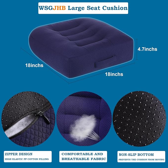 WSGJHB Office Chair Cushion Pillow Adult Car Booster Seat Cushions | Seat Cushions for Short People Effectively Increase Field of View Lower Back Fatigue Relief, for Home Anti-Slip 18x18x4.7" - Image 6