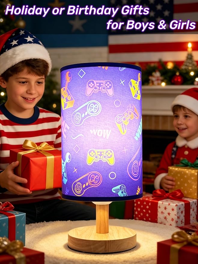 Video Game Table Lamp,Gaming Lamp for Bedroom Boys Gaming Lights,3 Colors Mode Nightstand Night Light with Cartoon Lampshade Kids LED Desk Lamp for Home Gamer Room Decor Gifts for Gamers - Image 8