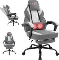 DL-win Gaming Chair for Adults with Footrest & Massage Lumbar Support, Ergonomic High Back Gamer Chair, Adjustable Swivel Computer Gaming Chairs with Headrest and Linkage Armrests,Green (Greige) by GamingChairs